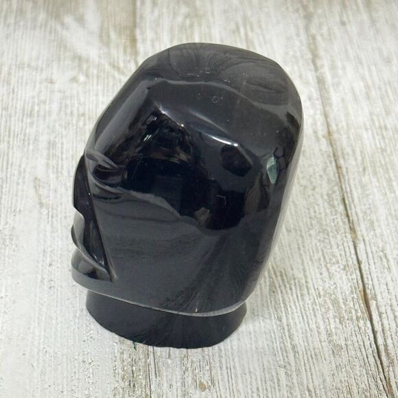 Vintage Mexican Black Obsidian Hand Carved Head - Picture 4 of 8